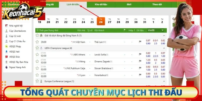 Tổng quát chuyên mục lịch thi đấu