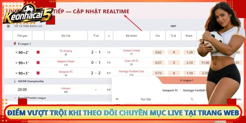 Điểm vượt trội khi theo dõi chuyên mục live tại trang web